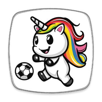 Foosball unicorn with rainbow mane - Square fridge magnet - white - Front