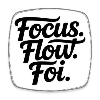Focus Flow Fly Script - Magnet carré - blanc - Devant