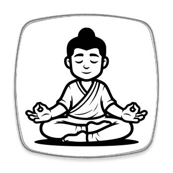 Figure méditative dans le lotus – motif spirituel - Magnet carré - blanc - Devant