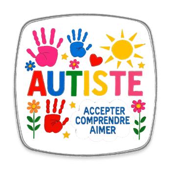 Autiste Cadeau Autisme Inclusion Neurodiversité - Magnet carré - blanc - Devant