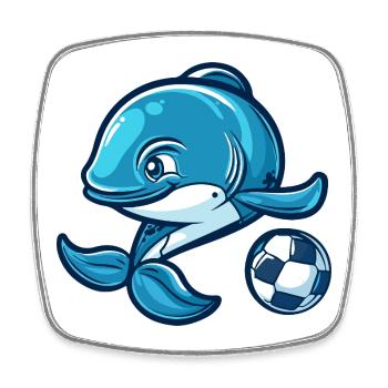 Whale Football Comic - Square fridge magnet - white - Front
