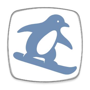 Minimalist Penguin Snowboard Winter Getaway - Square fridge magnet - white - Front