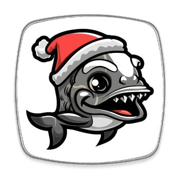 Noël de poisson piranha - Magnet carré - blanc - Devant
