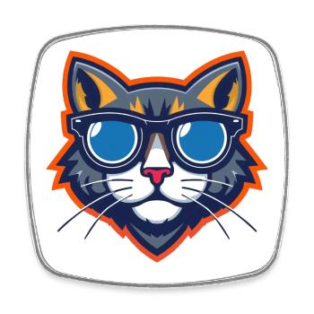 Katze mit Sonnenbrille Maskottchen - Viereckiger Kühlschrankmagnet - Weiß - Vorne