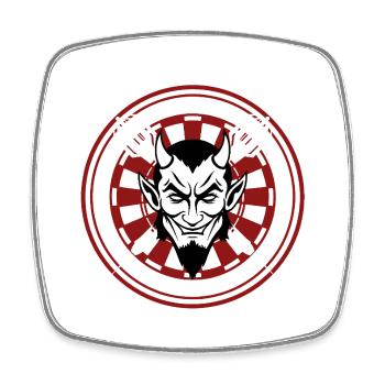 DARTS, DARTBOARD AND DEVIL - Square fridge magnet - white - Front