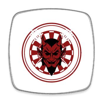 Fléchettes, cible de bœuf, jeu de fléchettes et diable. - Magnet carré - blanc - Devant