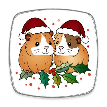 Ugly Christmas Guinea Pig Duo - Square fridge magnet - white - Front