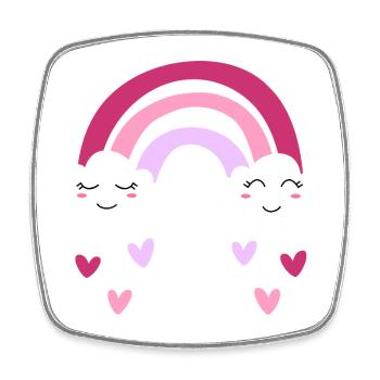 Purple rainbow with clouds and hearts for girls - Square fridge magnet - white - Front