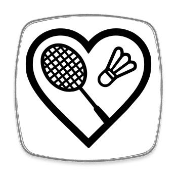 Herz + Badminton – Badminton Leidenschaft - Viereckiger Kühlschrankmagnet - Weiß - Vorne