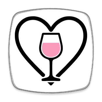 Heart + Rosé Wine – Rosé Lover - Square fridge magnet - white - Front
