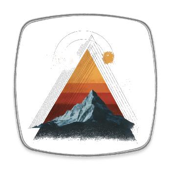 Mountain in Retro Triangle – Geometric Design - Square fridge magnet - white - Front