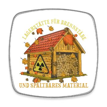 Autumn Fuel Storage Wooden House - Square fridge magnet - white - Front