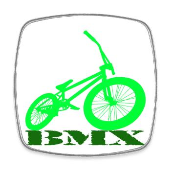 Vélo BMX - Magnet carré - blanc - Devant