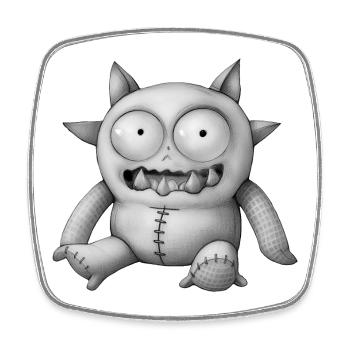 MONSTER DOLL #6 [Black & White] - Magnet carré - blanc - Devant