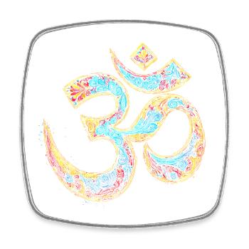 Symbole Om – Design artistique spirituel coloré - Magnet carré - blanc - Devant