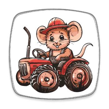 Éleveur de tracteurs souris - Magnet carré - blanc - Devant