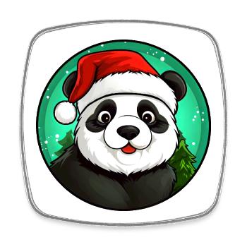 Panda Santa Claus - Magnet carré - blanc - Devant