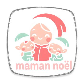 Maman Noël et ses deux bébés kawaii - Magnet carré - blanc - Devant