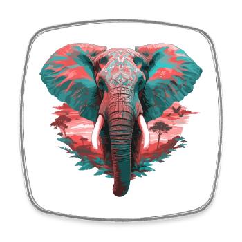Elefant Afrika Safari Natur Wildnis Aquarell Kunst - Viereckiger Kühlschrankmagnet - Weiß - Vorne