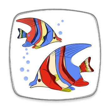 Fische - Viereckiger Kühlschrankmagnet - Weiß - Vorne