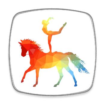Vaulting Acrobatics Equestrian Riding Horse Colorful - Square fridge magnet - white - Front