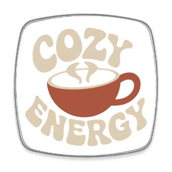 Cozy Energy – Vintage Kaffeetasse - Viereckiger Kühlschrankmagnet - Weiß - Vorne