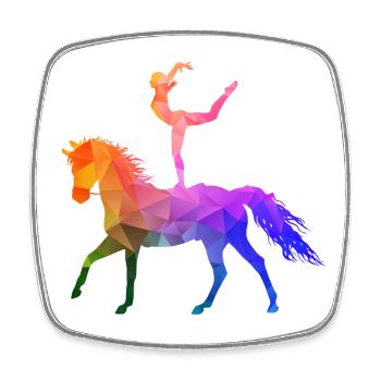 Vaulting Acrobatics Equestrian Riding Horse Colorful - Square fridge magnet - white - Front