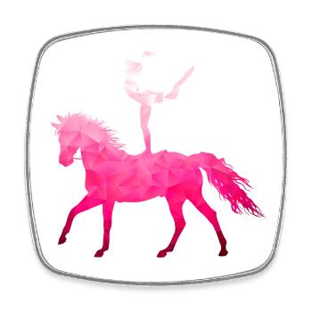 Acrobatie de saut Cheval d’équitation rose - Magnet carré - blanc - Devant