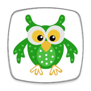 Green Owl with Dots - Square fridge magnet - white - Front