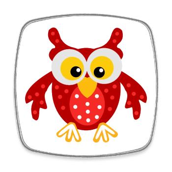 Red Owl with Dots - Square fridge magnet - white - Front