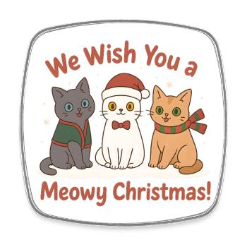 Mignons chats de Noël – Noël Miaou - Magnet carré - blanc - Devant