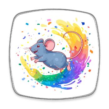 Bunte Maus im Farbwirbel - Viereckiger Kühlschrankmagnet - Weiß - Vorne