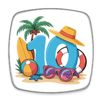 Vacances du 10e anniversaire 10 ans - Magnet carré - blanc - Devant