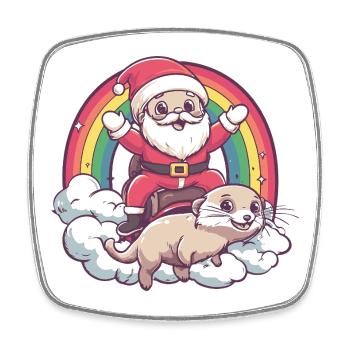 Noël du Père Noël Suricate - Magnet carré - blanc - Devant