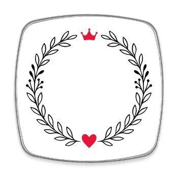 Couronne de laurier avec cœur et couronne - Magnet carré - blanc - Devant