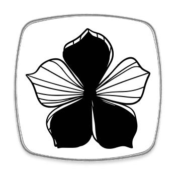 Design floral graphique transparent - Graphique fleur - Magnet carré - blanc - Devant