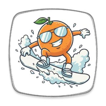 Cool Snowboard Orange with Sunglasses - Square fridge magnet - white - Front