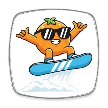 Coole Orange Mit Sonnenbrille Beim Snowboarden - Viereckiger Kühlschrankmagnet - Weiß - Vorne