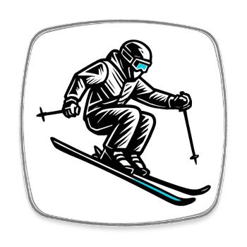 Skiing | Skier | Mountain - Square fridge magnet - white - Front
