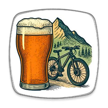 Bier Mountainbike Berglandschaft - Viereckiger Kühlschrankmagnet - Weiß - Vorne