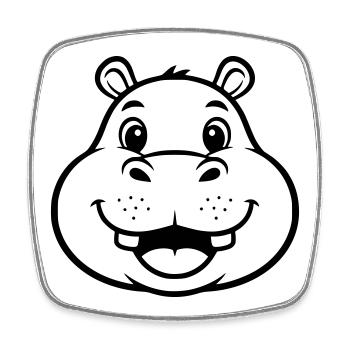Laughing Hippo Face Head Vector - Square fridge magnet - white - Front