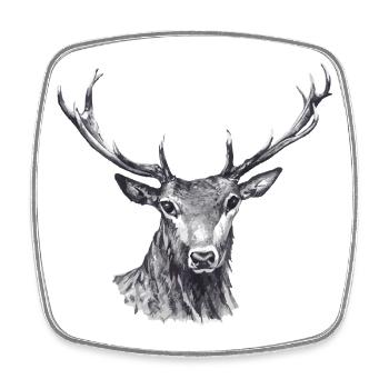 Cerf - Magnet carré - blanc - Devant