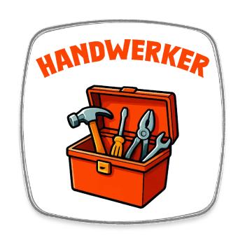 Handwerker Werkzeugkasten Motiv - Viereckiger Kühlschrankmagnet - Weiß - Vorne