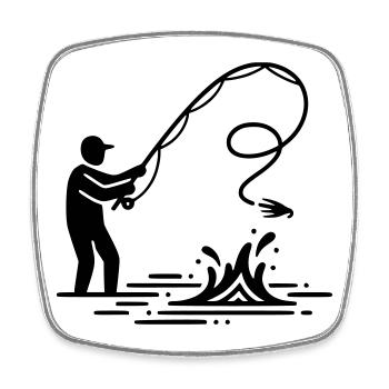 Fliegenfischen Angler Auswurf Vektor - Viereckiger Kühlschrankmagnet - Weiß - Vorne