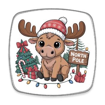 Rentier am Nordpol Weihnachten - Viereckiger Kühlschrankmagnet - Weiß - Vorne