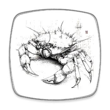 Illustration de crabe mécanique sombre - Magnet carré - blanc - Devant