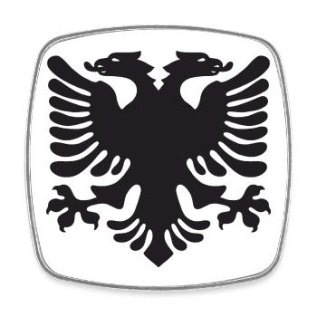Doppeladler Silhouette Albanien - Viereckiger Kühlschrankmagnet - Weiß - Vorne
