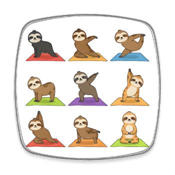 Sloth Yoga Poses Meditation Relaxation Sports - Square fridge magnet - white - Front