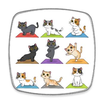 Cute Yoga Cats on Colorful Mats Motif - Square fridge magnet - white - Front