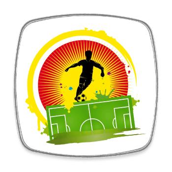 Dynamische Fußball Silhouette-farbiger Hintergrund - Viereckiger Kühlschrankmagnet - Weiß - Vorne